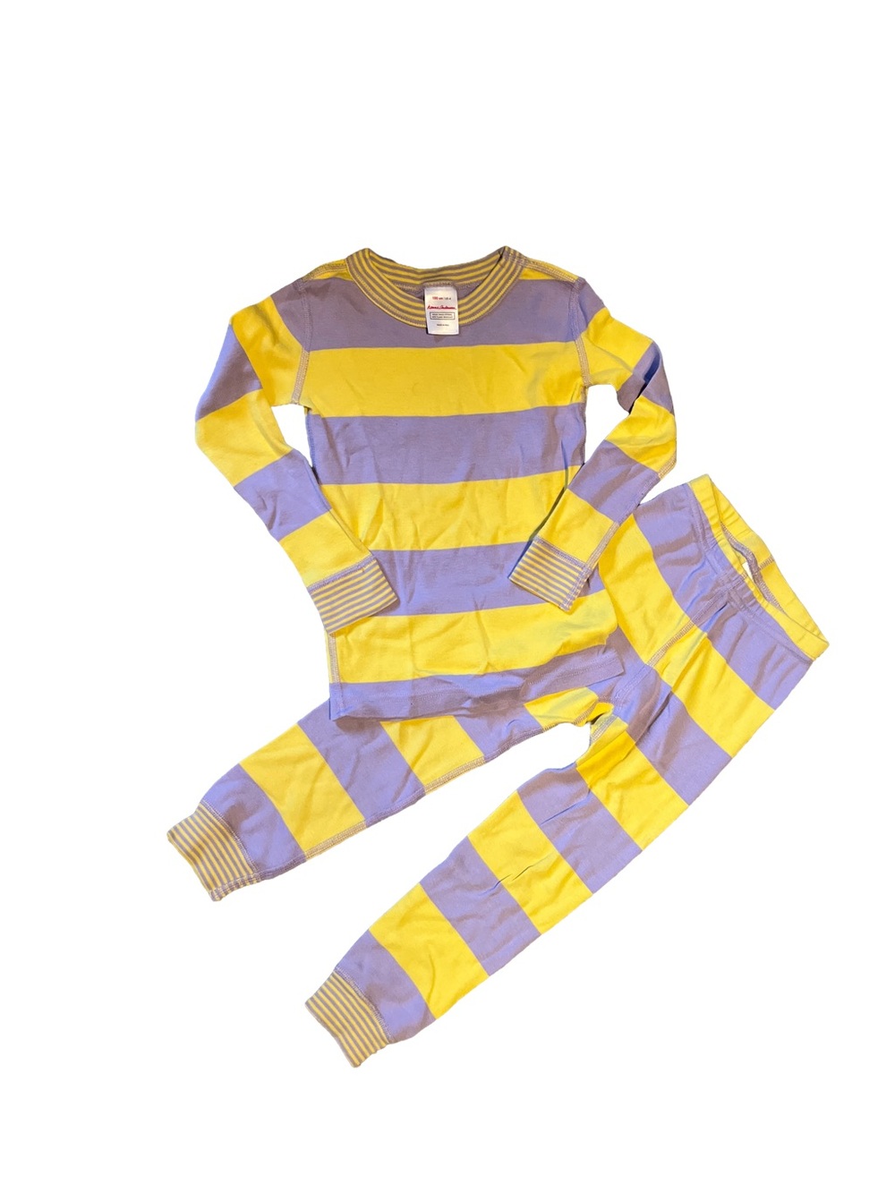 Hanna Andersson Yellow & Lavender Striped Kids Pajama Set